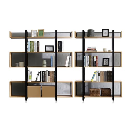 Home_office using metal_ wood 3_5 tiers display bookcase